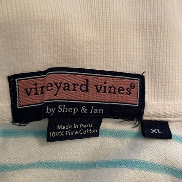 Vineyard Vines Blue Stripe Polo Shirt Mens Size Extra Large Cotton Preppy - Picture 2 of 11